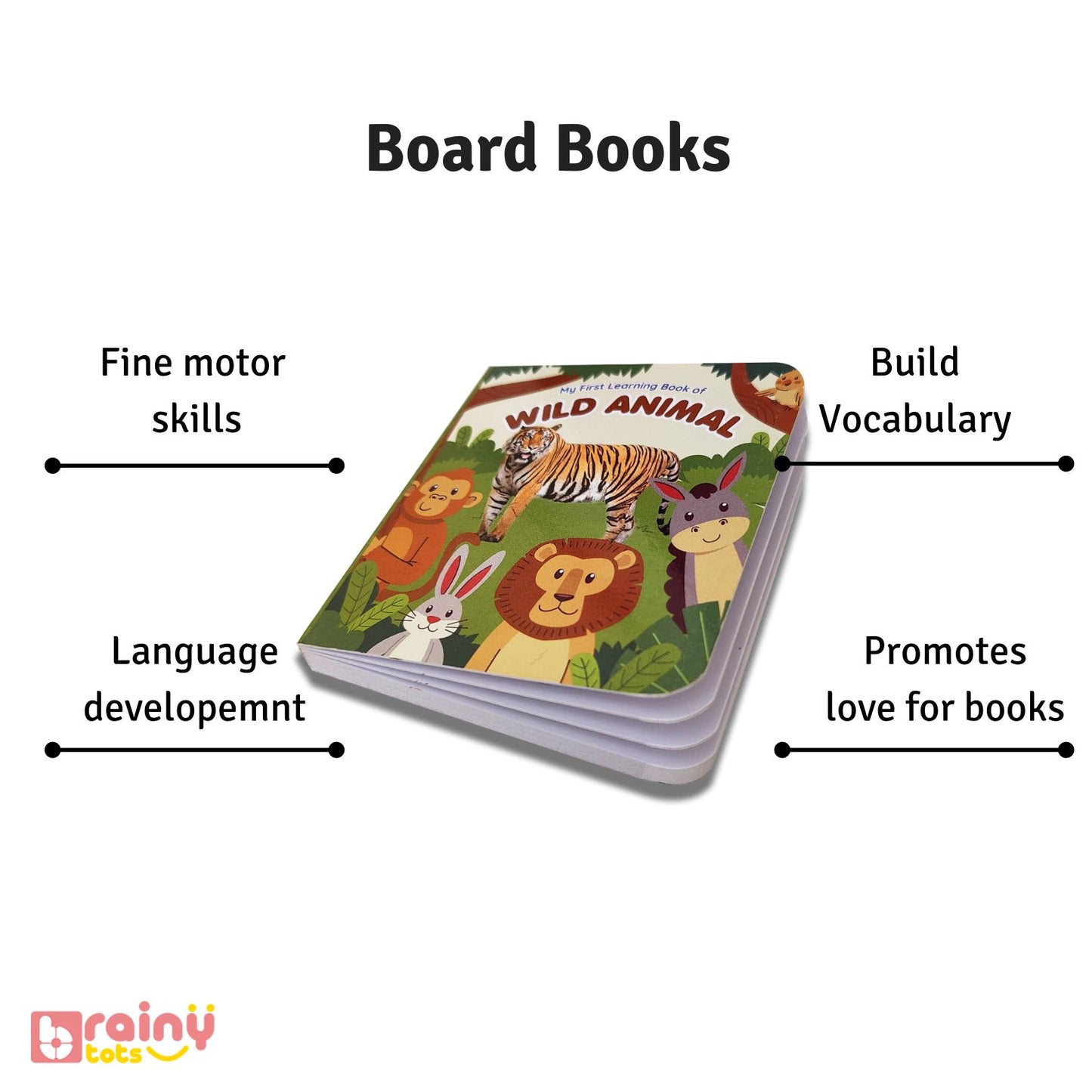 Discover the myriad benefits of our Board Books, carefully curated to enrich the early childhood experience. From fostering language development and stimulating imagination to promoting bonding between parents and children, these durable books offer endless opportunities for learning and growth. Explore Brainytots' collection to unlock the full potential of board books in your child's journey towards literacy and beyond.