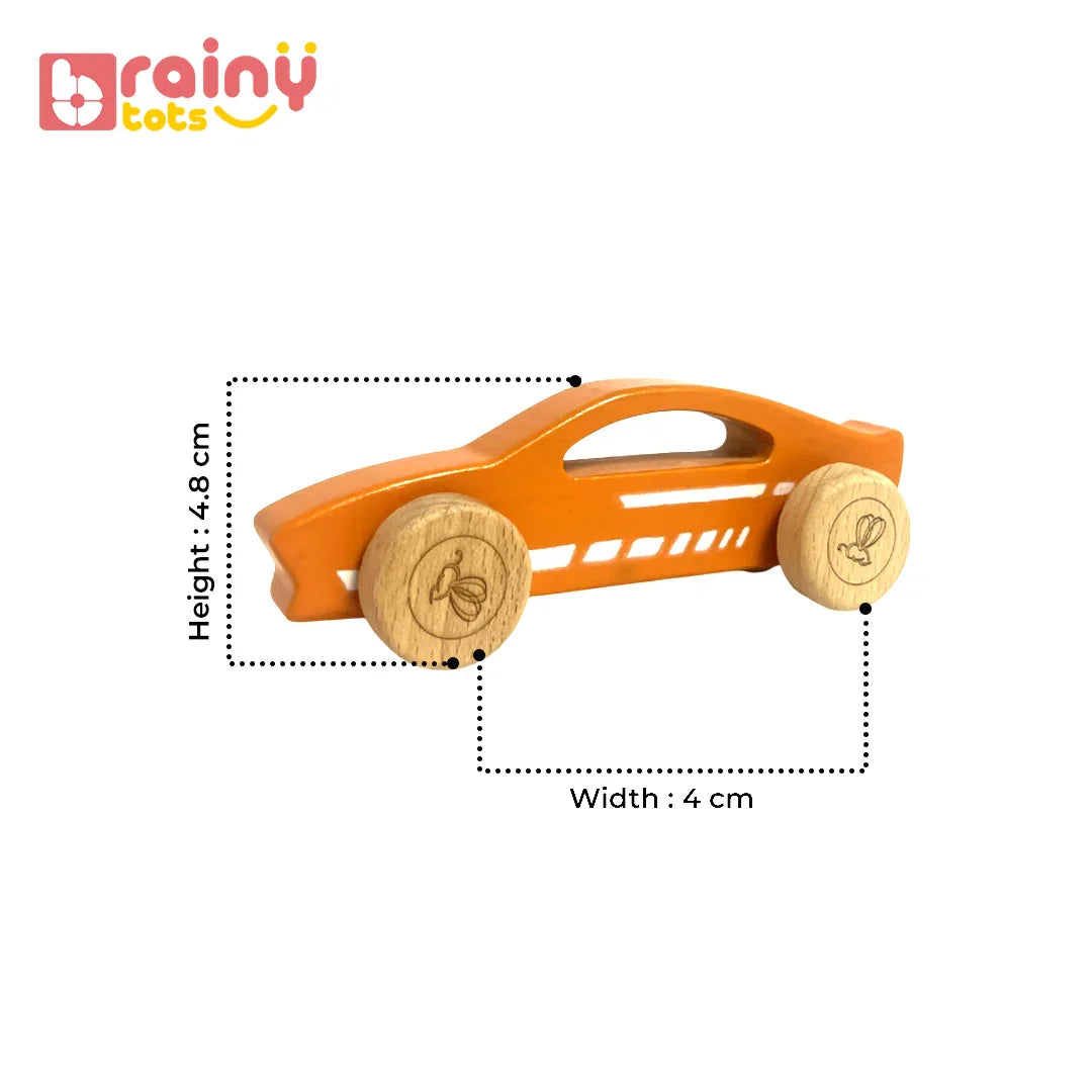 City Riders - Wooden Push Toys for Babies 6+ Months | Montessori Car & Bus Set