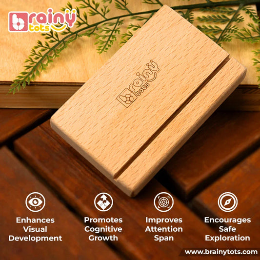 Flashcards Stand - Tummy Time Toy for High Contrast Cards | Wooden Montessori Baby 0-6 Months