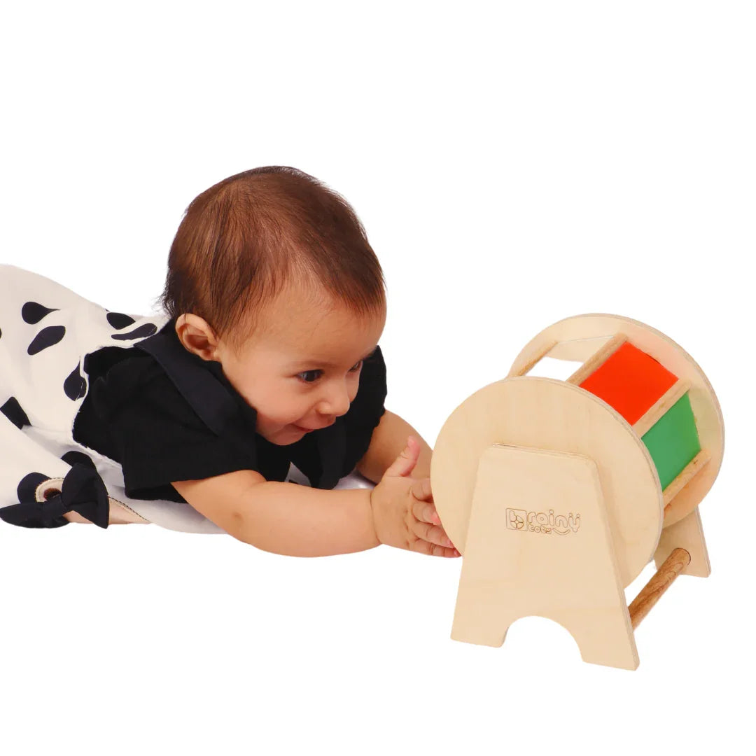 Rainbow Spinning Wheel - Tummy Time Toy for Babies 3-18 Months | Montessori Crawling & Motor Skills Development
