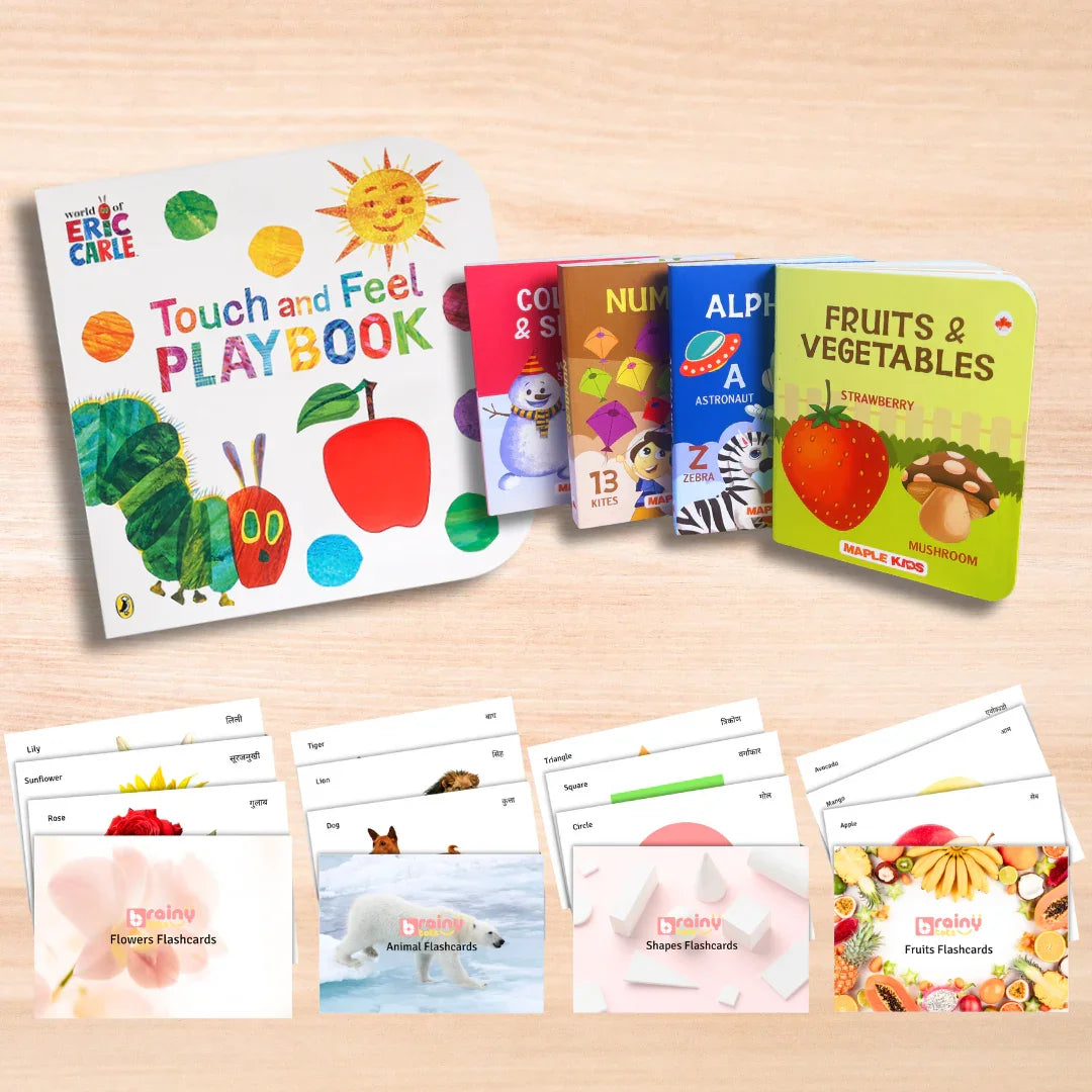 Mega Reader Combo - Touch and Feel Books, Board Books & Bilingual Flashcards | Montessori Gift Set 0-24 Months