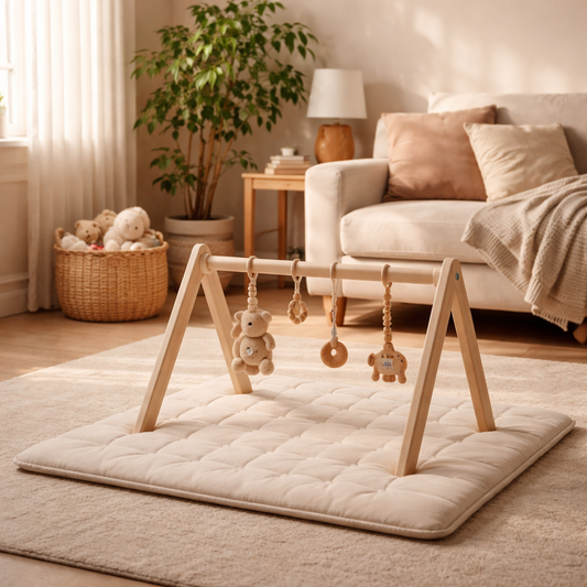 Wooden Play Gym for Babies (0–12 Months): Benefits, Setup, Safety + What to Hang (India)