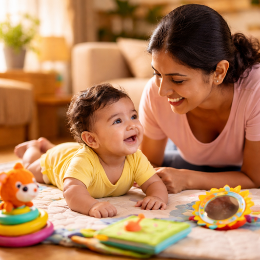 Tummy Time by Age (0–6 Months): How Much, What to Do, and the Best Toys to Keep Baby Happy