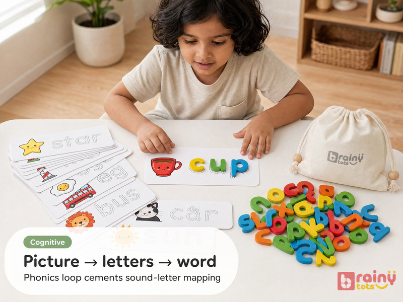 "Picture → letters → word"