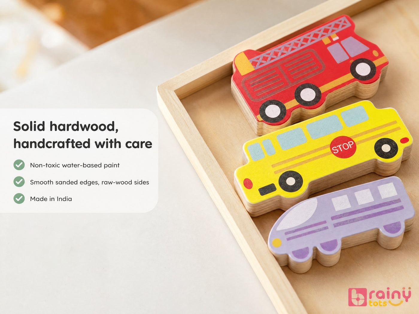 Solid hardwood, handcrafted with care