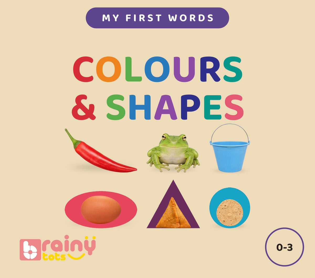 My First Words: Colours & Shapes, small board book in English and Hindi