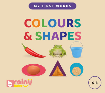 My First Words: Colours & Shapes, small board book in English and Hindi