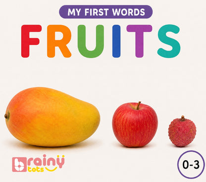 My First Words: Fruits, small board book in English and Hindi