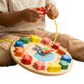 Wooden Shape Color Sorting Clock,Teaching Time | Number Blocks Clock Shape Patterns Sorting Puzzle | Montessori Early Learning Educational Toy | Gift for Kids 2-6 years