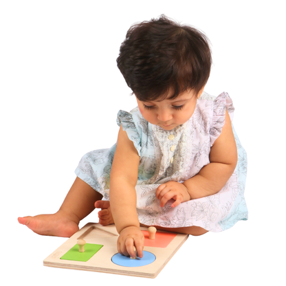 4 Shapes Wooden Puzzle - Montessori Shape Sorting Toy for Babies (6-24 Months)