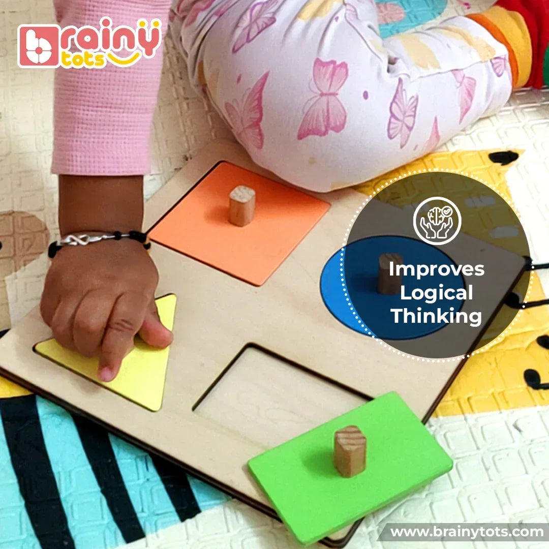 Wooden Shape Puzzle Set - Montessori Shape Sorting Toy for 1 Year Old