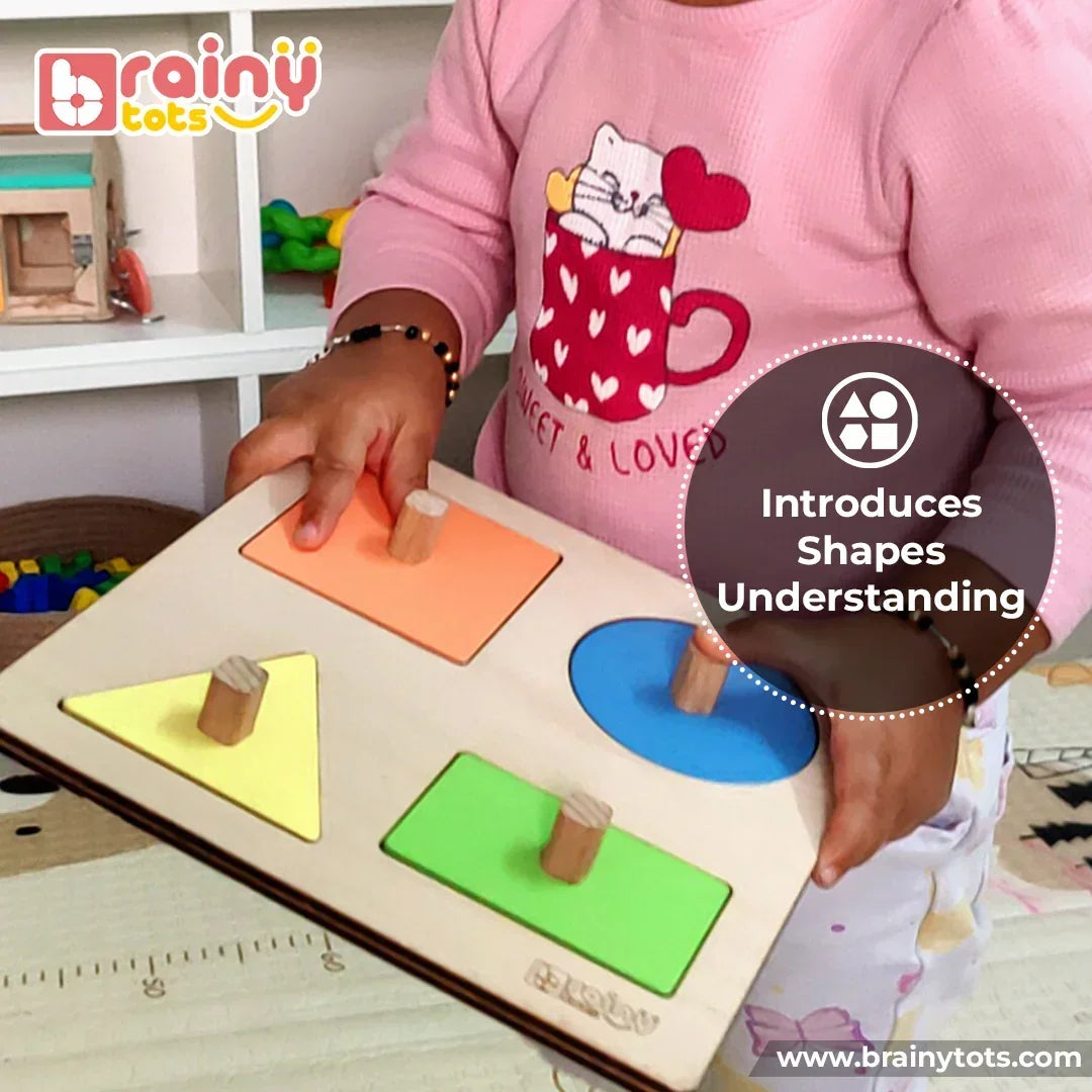 Wooden Shape Puzzle Set - Montessori Shape Sorting Toy for 1 Year Old