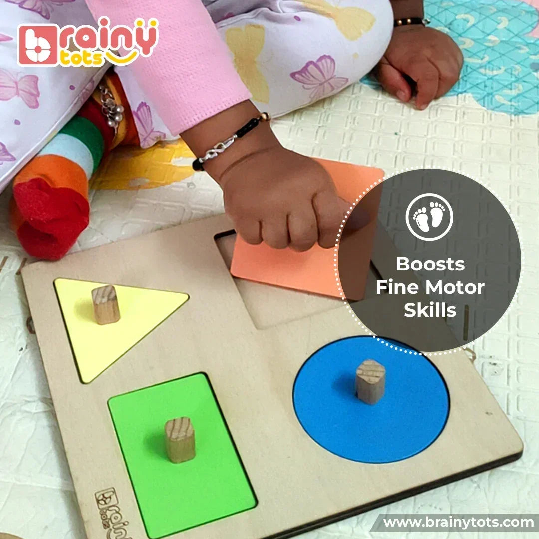 Wooden Shape Puzzle Set - Montessori Shape Sorting Toy for 1 Year Old