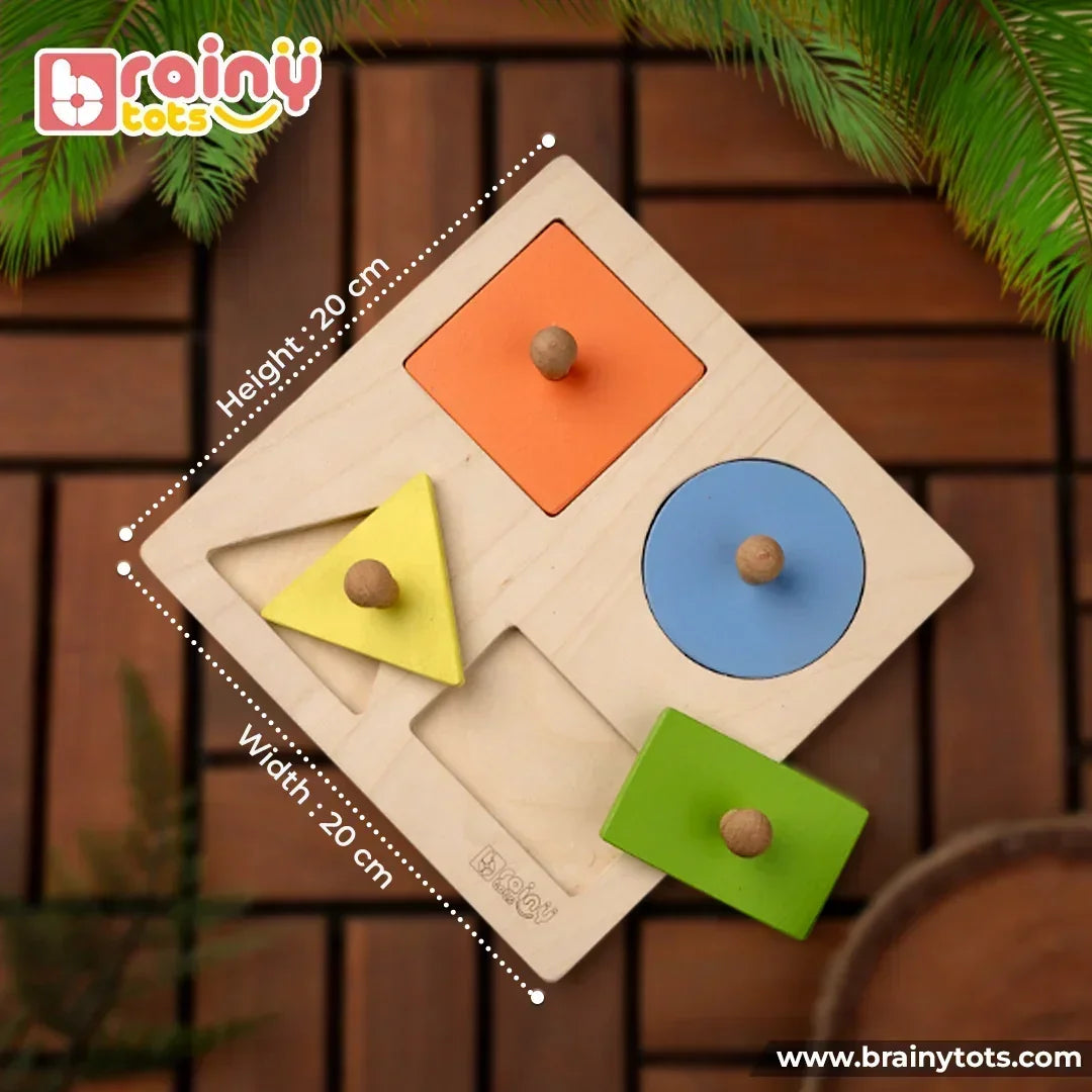 Wooden Shape Puzzle Set - Montessori Shape Sorting Toy for 1 Year Old