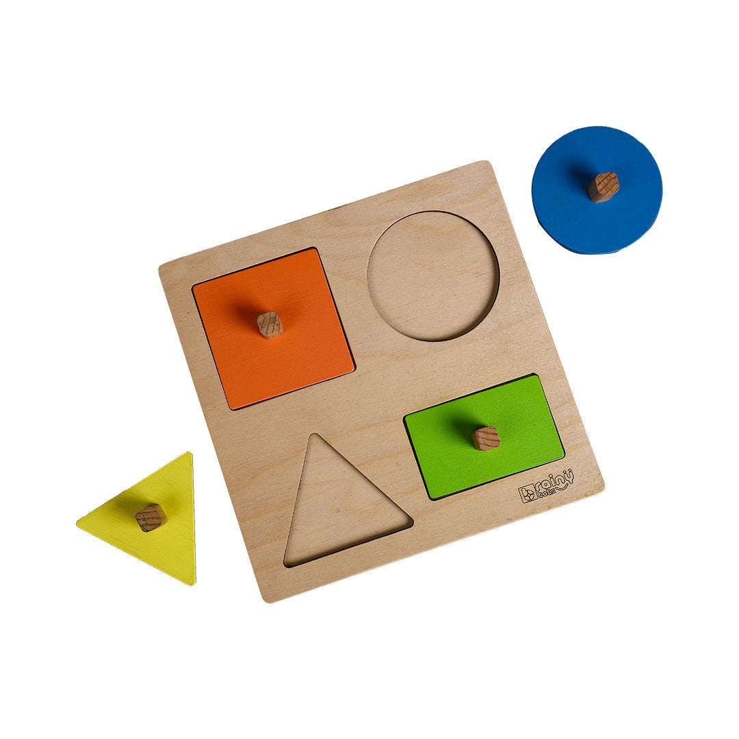 Our 4 Shapes Puzzle is designed for babies aged 8 months and up. This Montessori toy enhances problem-solving skills, shape recognition, and hand-eye coordination. Made from safe, durable materials, it is perfect for early learning and interactive play, promoting cognitive development and fine motor abilities.