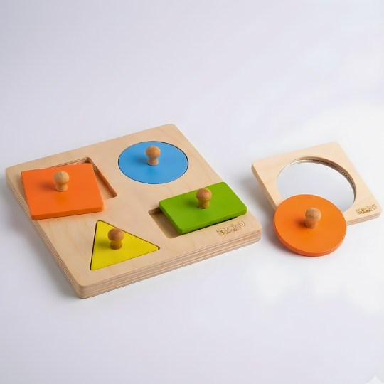Wooden Shape Puzzle Set - Montessori Shape Sorting Toy for 1 Year Old