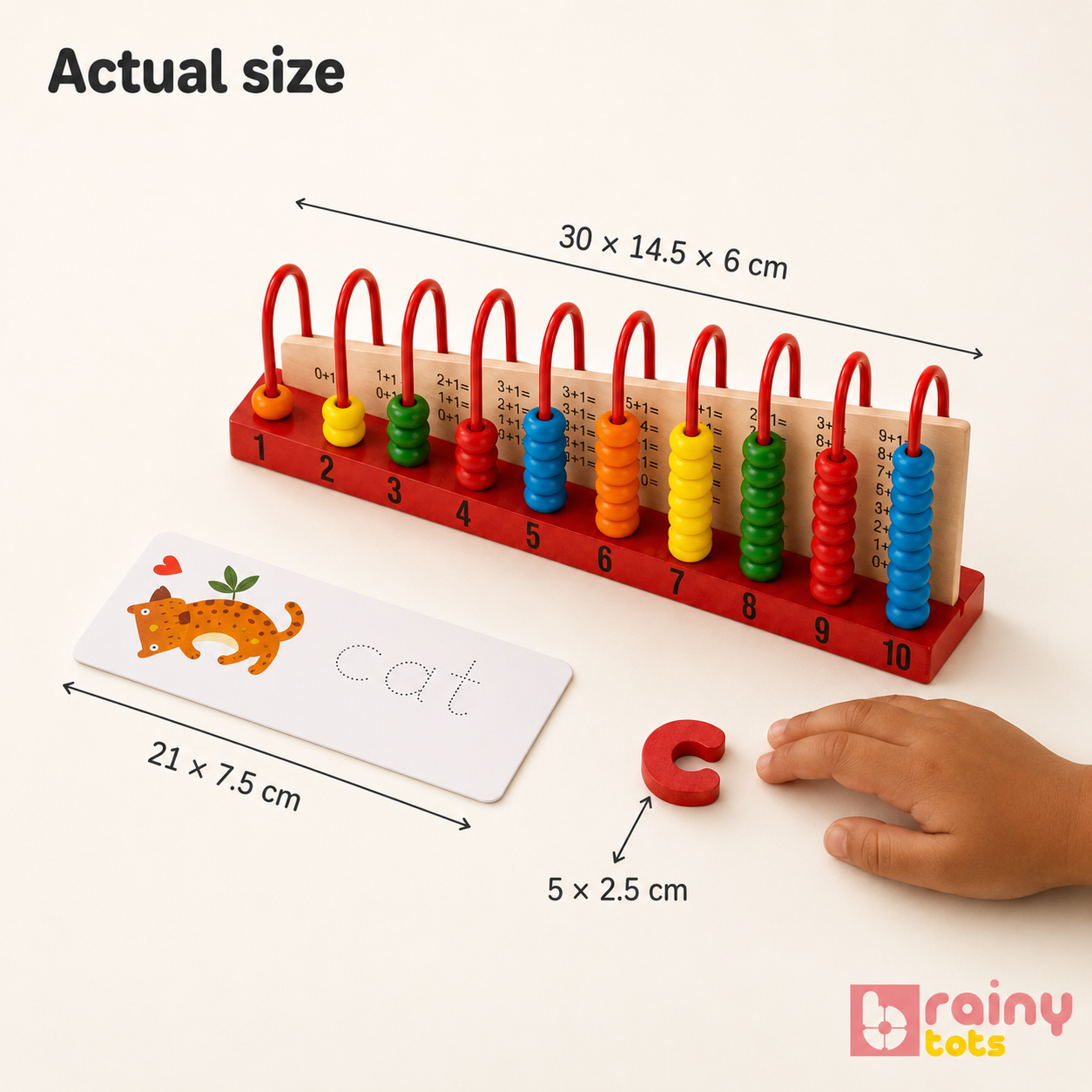 BrainyTots Preschool Prep Combo for Kids 3-7 – Wooden Spelling Game + Counting Frame Abacus (1–10)