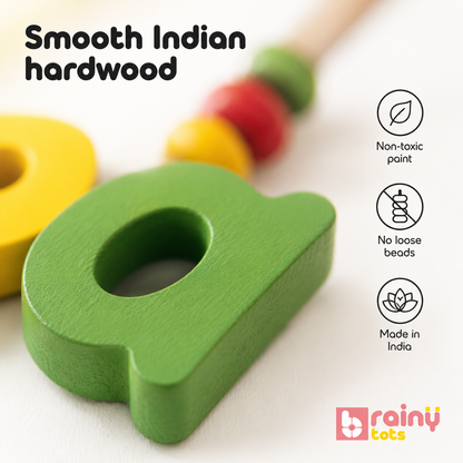 BrainyTots Preschool Prep Combo for Kids 3-7 – Wooden Spelling Game + Counting Frame Abacus (1–10)
