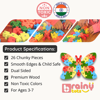 Jumbo Wooden Puzzles - Dual Sided Learning of Alphabet and Numbers