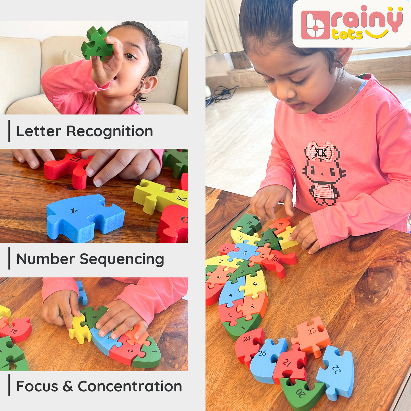 Jumbo Wooden Puzzles - Dual Sided Learning of Alphabet and Numbers