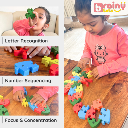 Jumbo Wooden Puzzles - Dual Sided Learning of Alphabet and Numbers