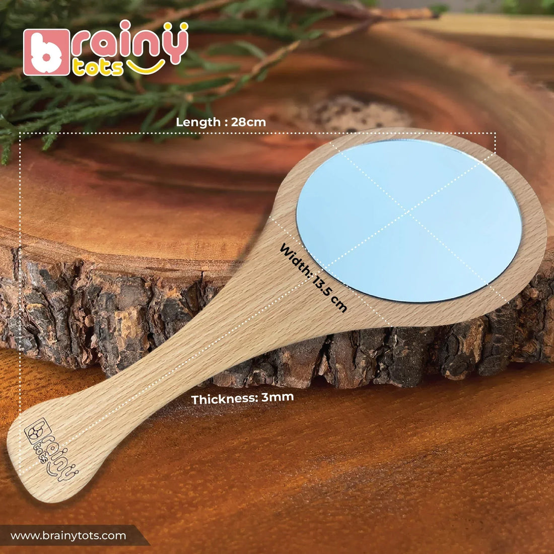 Montessori Hand Mirror - Self-Discovery & Tummy Time Helper - Baby Tummy Time Mirror for Infants (2-12 Months)