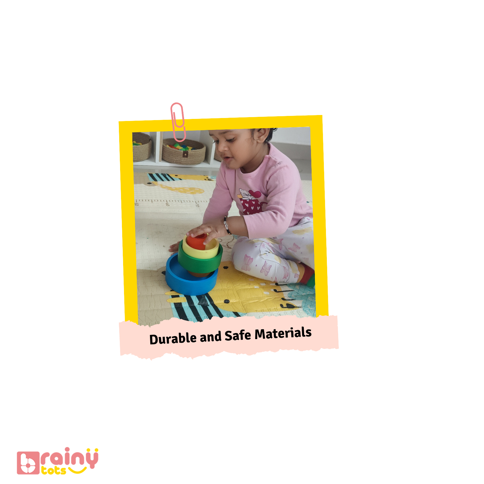 Features of our Nesting Bowls, designed for babies aged 6 months and up. These Montessori toys enhance problem-solving skills, fine motor abilities, and cognitive development. Made from safe, durable materials, they are perfect for stacking, sorting, and sensory exploration. Ideal for early learning and interactive play.