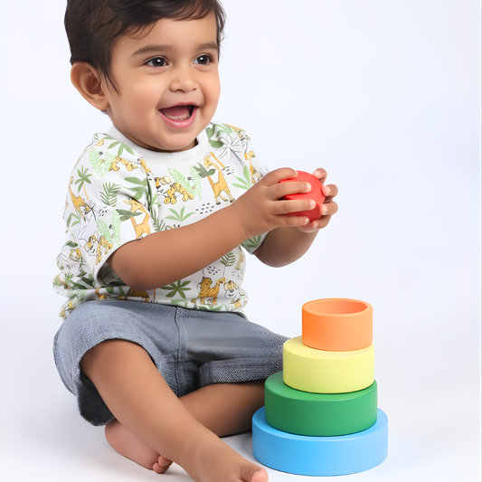 Wooden Nesting Bowls - Stacking Toys for Babies 6-36 Months
