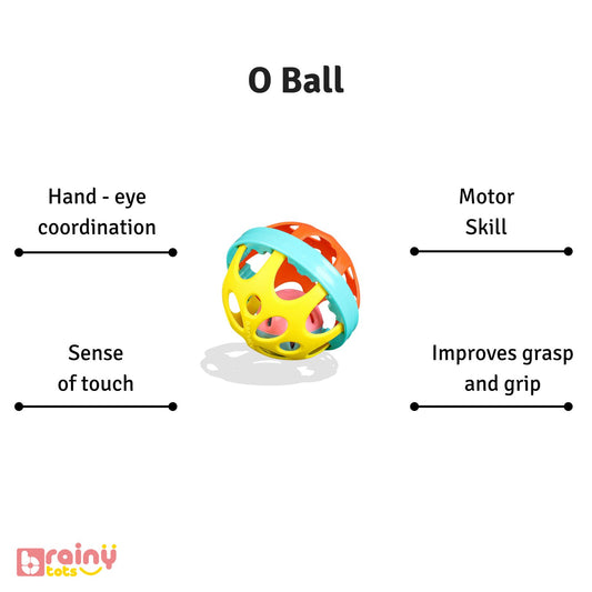 Experience the benefits of the O Ball:  - Encourages sensory exploration - Enhances hand-eye coordination - Promotes spatial awareness - Develops fine motor skills  Explore Brainytots for more enriching toys to support your child's development.