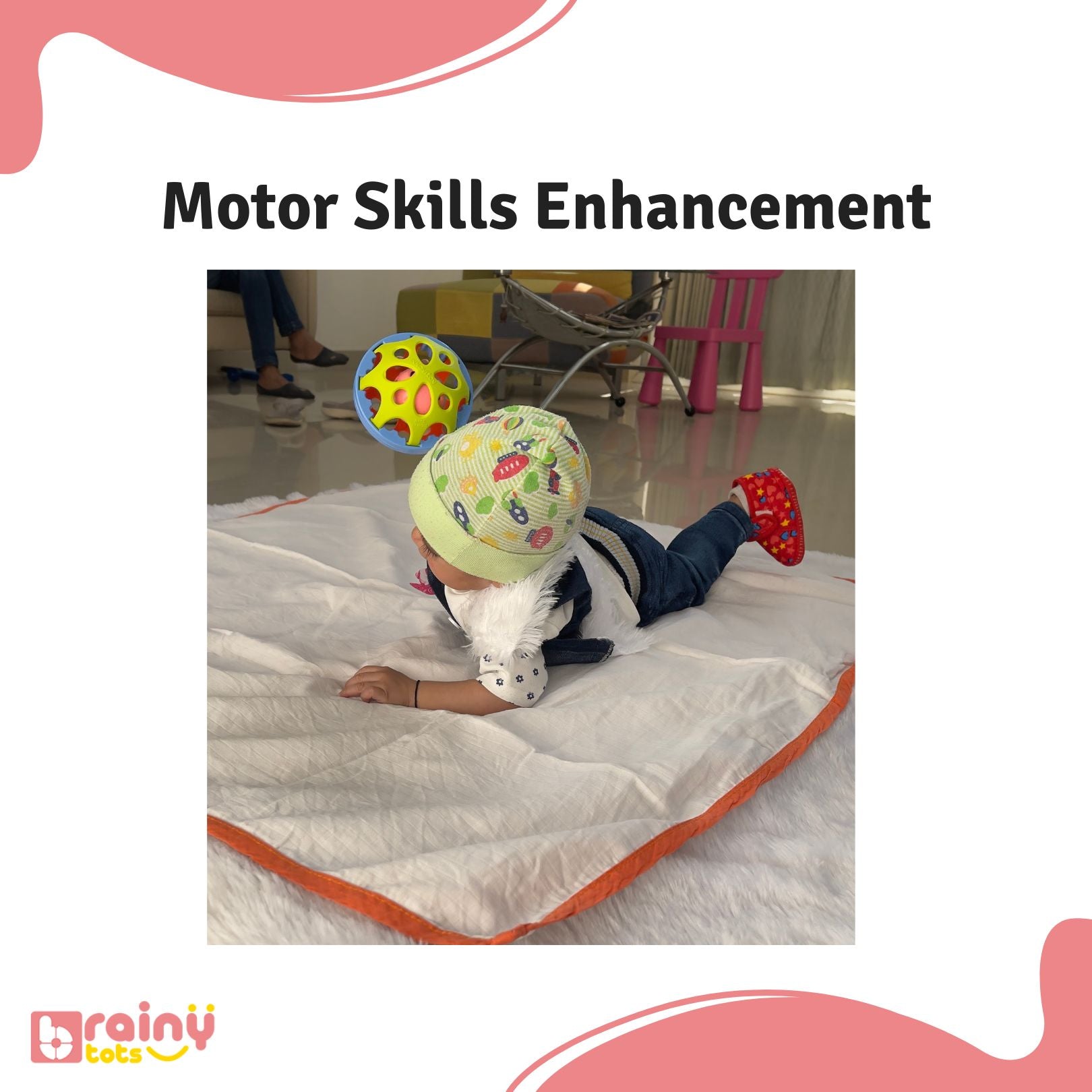 Enhance motor skills with our O Ball. Crafted with dynamic shapes and easy-to-grasp design, this versatile toy promotes the development of fine and gross motor skills in infants and toddlers, fostering coordination and strength through play.