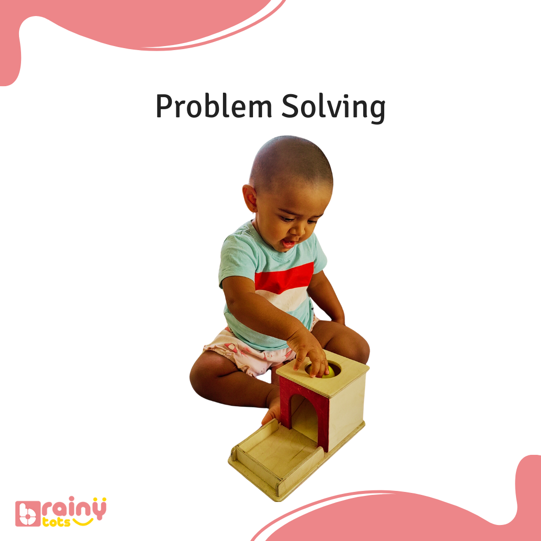 Encourage your baby's hand-eye coordination with our Object Permanence Box. As they manipulate the colorful balls, dropping them into the box, they refine their ability to synchronize hand movements with visual feedback. This activity strengthens neural pathways, paving the way for improved dexterity and accuracy in future movements. Enhance your baby's developmental progress with BrainyTots.com.