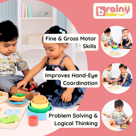 Montessori Problem Solving Kit For Babies - Montessori Wooden Toys Gift Set for 6-18 Months