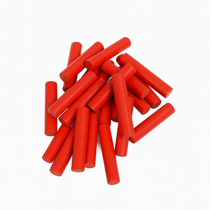 Replacement pegs for number peg board toy for babies and toddlers. Red cylindrical made of wood. 