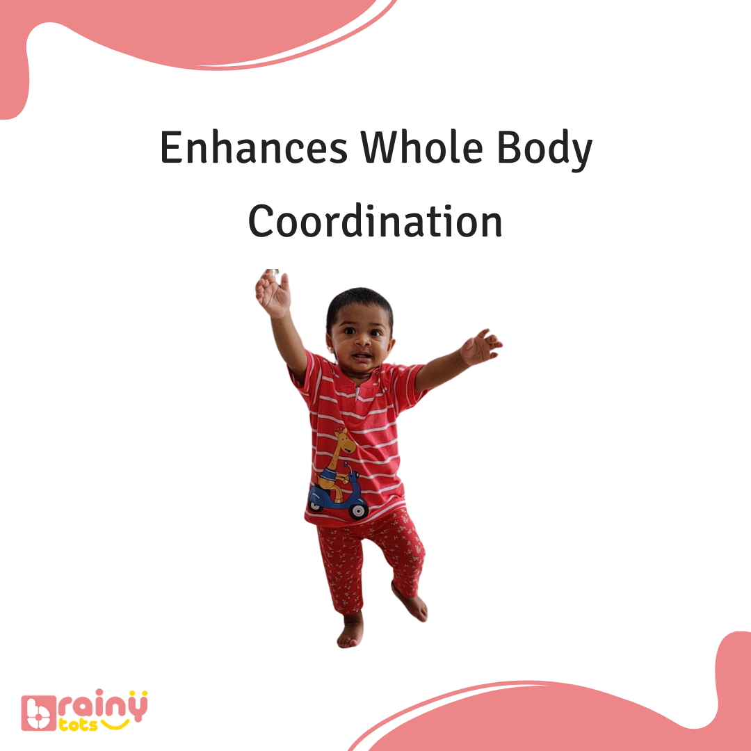 Discover how our Pull Toy promotes whole body coordination in babies, as depicted in this image. The toy encourages toddlers to walk, balance, and coordinate their movements, enhancing physical development through play.