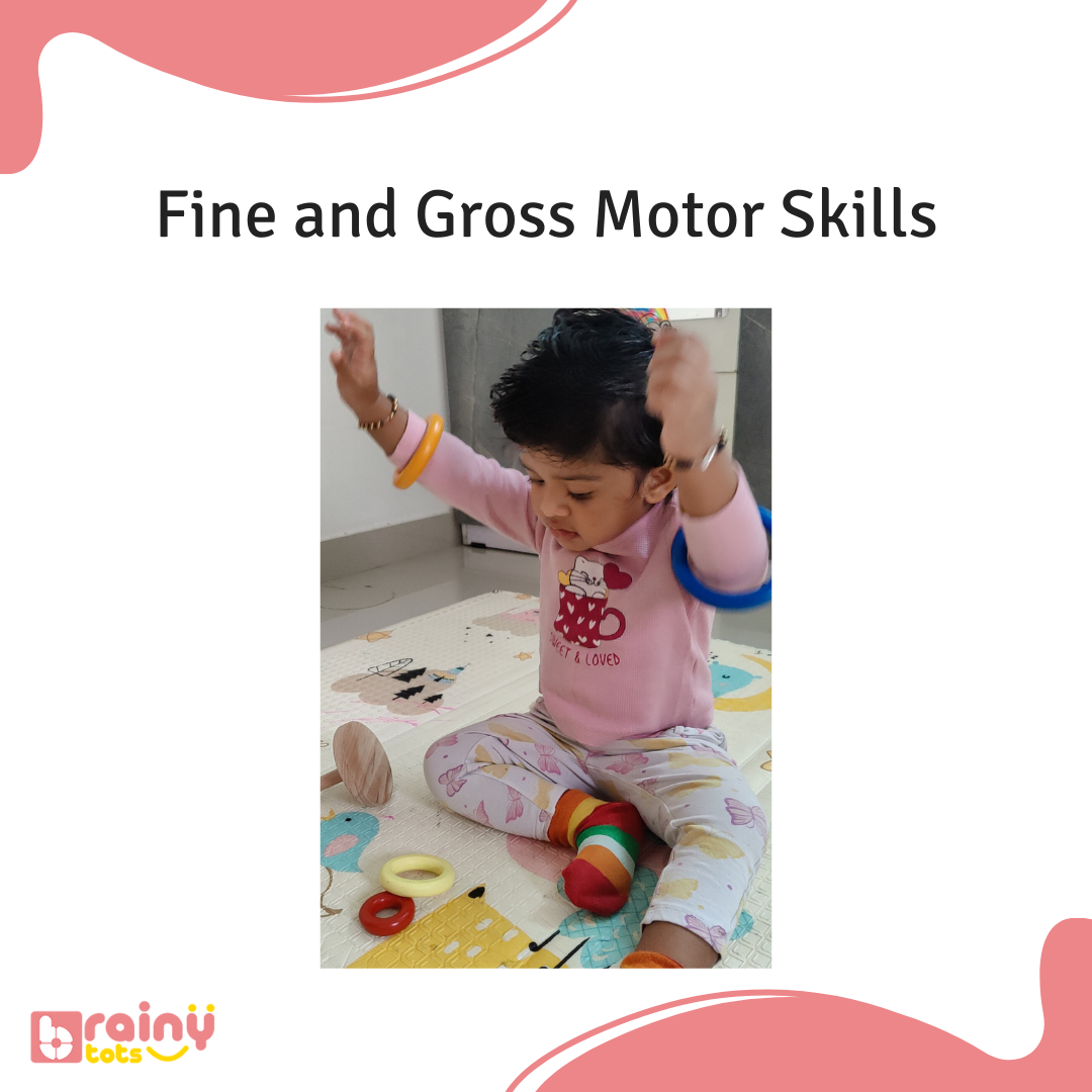 Enhance your baby's fine and gross motor skills with our Ring Stacker. As they grasp and manipulate the colorful rings, they develop hand-eye coordination and dexterity. Additionally, stacking the rings encourages gross motor skills and spatial awareness. Elevate their developmental journey with BrainyTots.com.