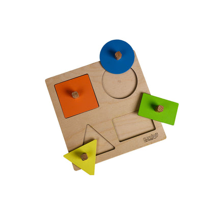 Our 4 Shapes Puzzle is designed for babies aged 8 months and up. This Montessori toy enhances problem-solving skills, shape recognition, and hand-eye coordination. Made from safe, durable materials, it is perfect for early learning and interactive play, promoting cognitive development and fine motor abilities.