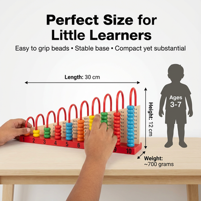 Wooden Counting Abacus with Addition Board | 1-10 Number Learning Toy | Builds Early Math & Fine Motor Skills | 3-6 Years | Montessori-Inspired, Non-Toxic Wood Toy for Joyful Learning