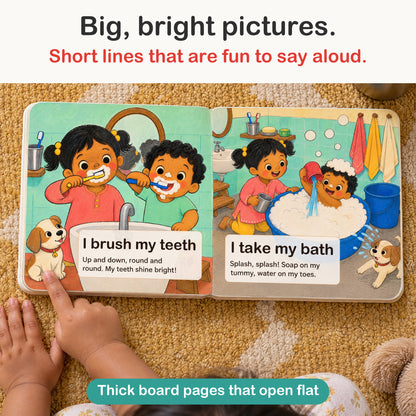 Good Habits with 3 Magic Words board book for kids 0–5 years: look inside