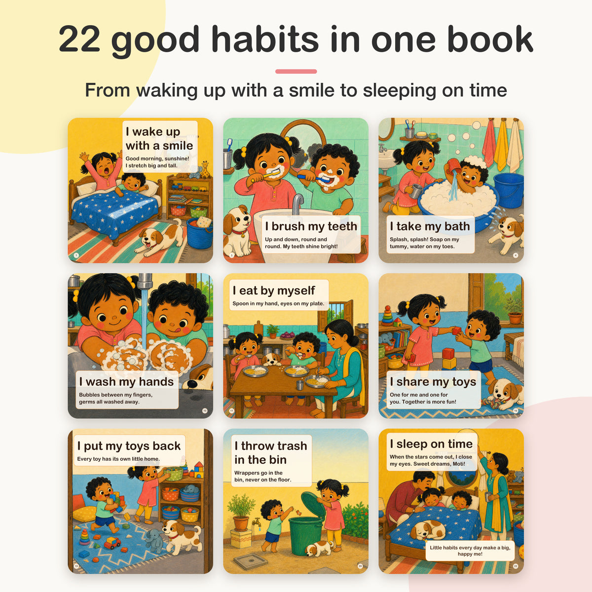 Good Habits with 3 Magic Words board book for kids 0–5 years: 22 habits