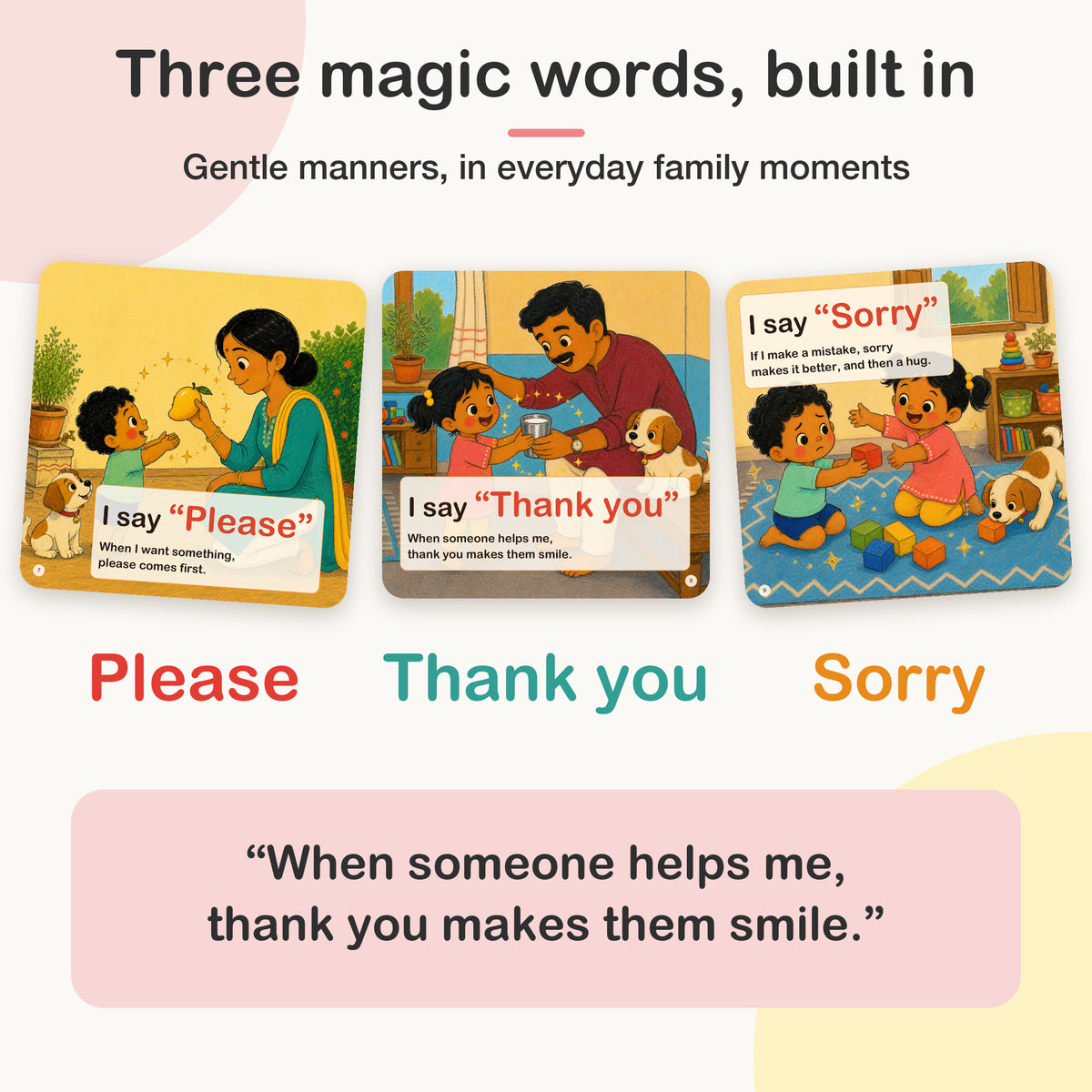 Good Habits with 3 Magic Words board book for kids 0–5 years: magic words