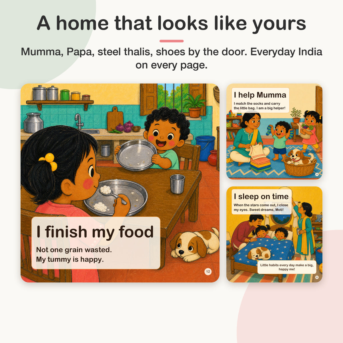Good Habits with 3 Magic Words board book for kids 0–5 years: indian home