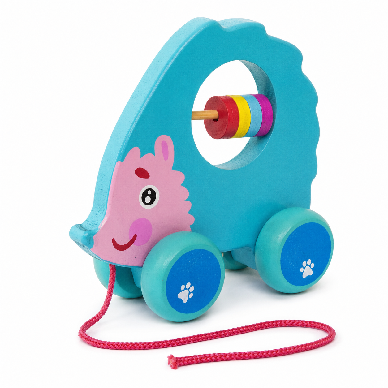 BrainyTots Wooden Hedgehog Push & Pull Toy for babies 6–24 months, a Montessori pull-along toy that encourages crawling, walking, gross motor skills, hand-eye coordination, and cause-and-effect learning.
