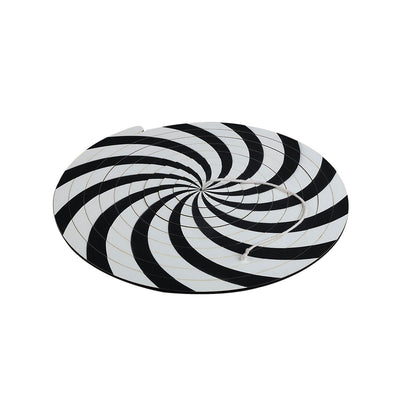 High-contrast black-and-white side of the BrainyTots Dual-Sided Spiral Hanging Mobile designed for newborn visual development. This Montessori-inspired natural wooden baby mobile encourages early visual tracking, focus, concentration, and sensory stimulation for babies aged 0–3 months as their eyesight begins to develop.
