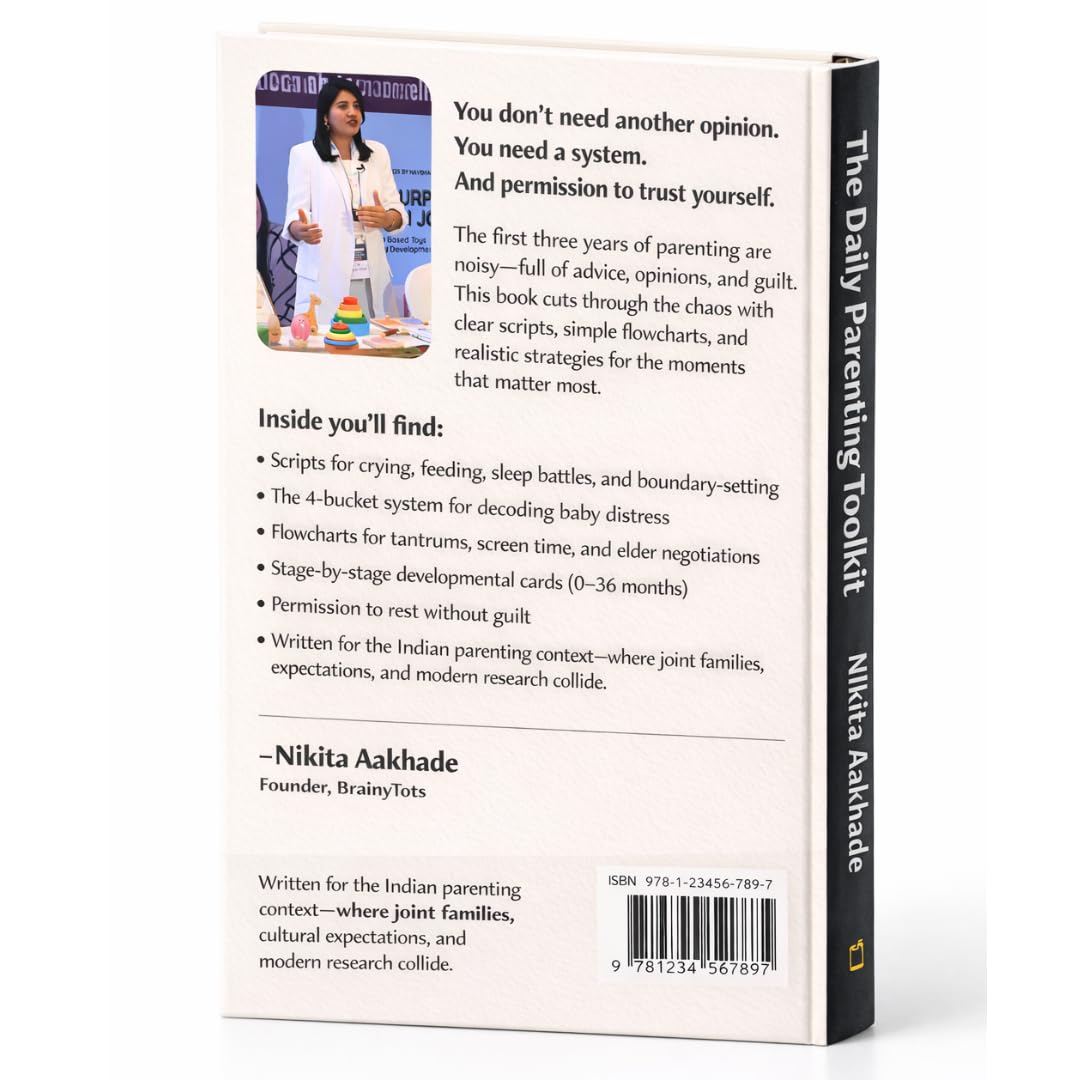 Back view of the BrainyTots Montessori developmental toolkit showing its stage-based learning approach for growing children.