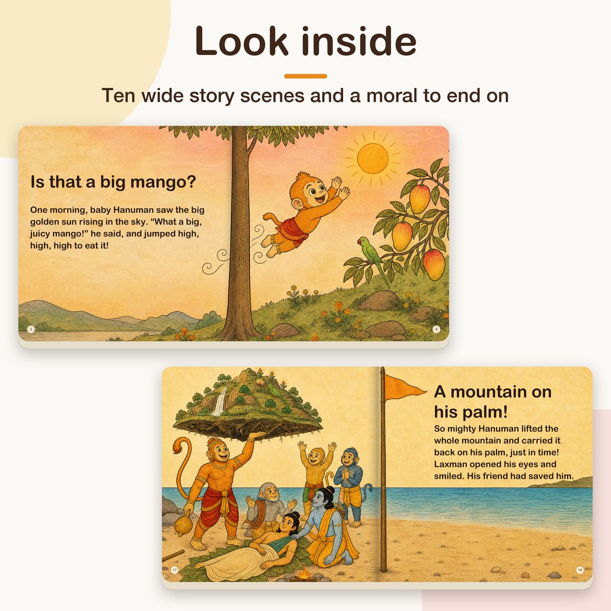My First Book of Gods: Hanuman – Small Monkey, Big Heart, board book for kids 1–5 years: look inside