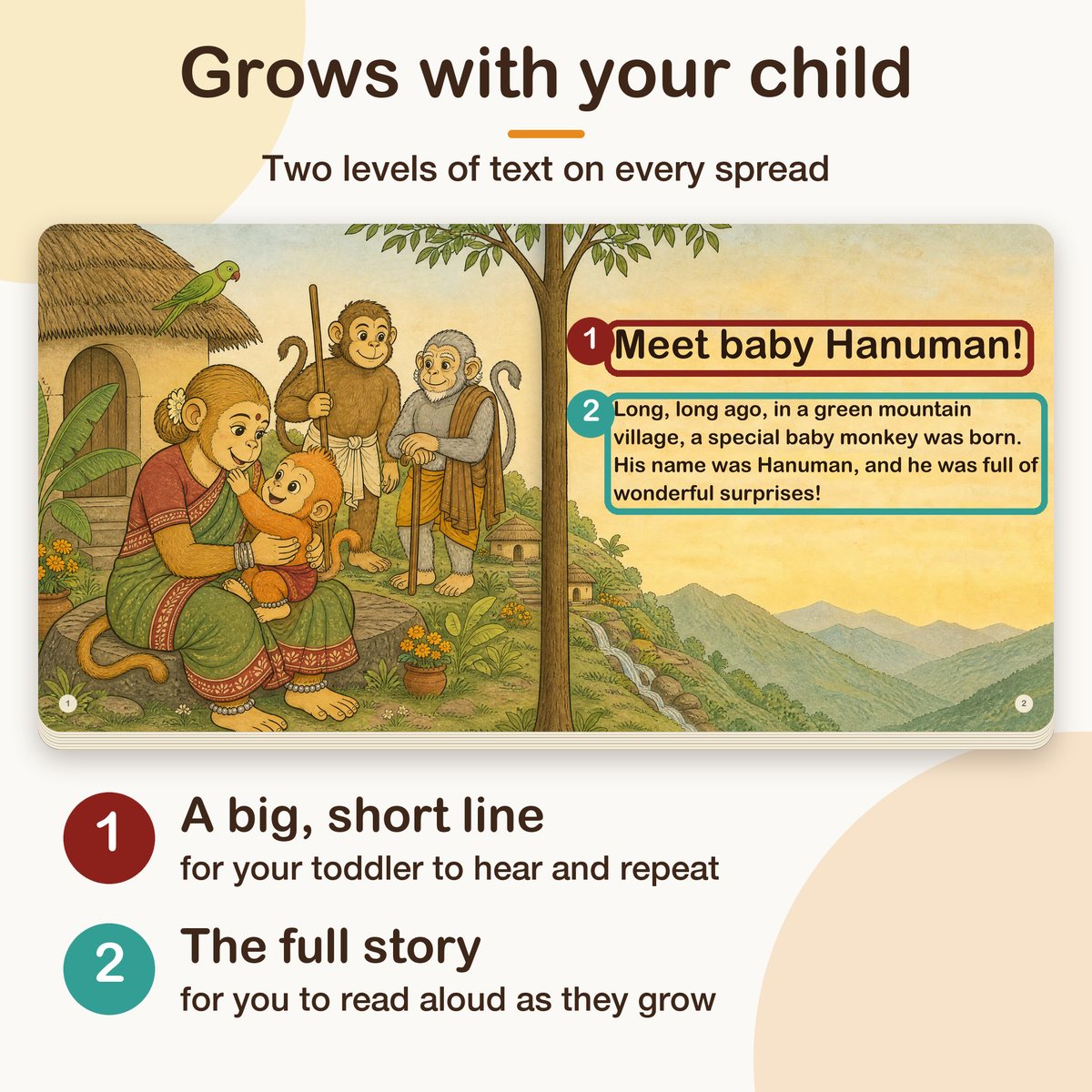 My First Book of Gods: Hanuman – Small Monkey, Big Heart, board book for kids 1–5 years: two levels of text