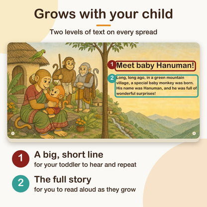 My First Book of Gods: Hanuman – Small Monkey, Big Heart, board book for kids 1–5 years: two levels of text