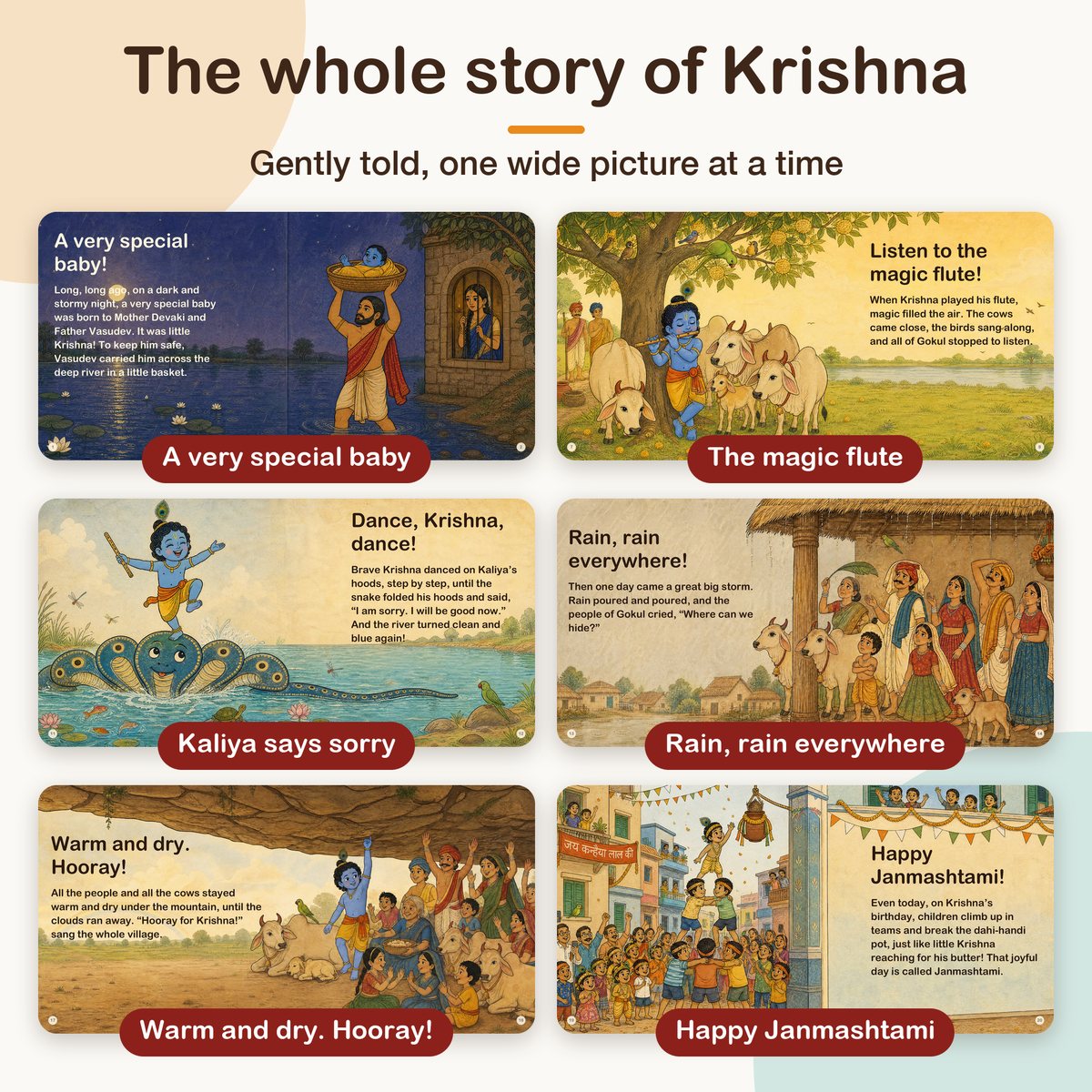 My First Book of Gods: Krishna – The Little Butter Thief, board book for kids 1–5 years: the whole story
