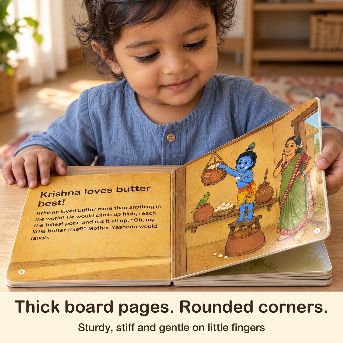 My First Book of Gods: Krishna – The Little Butter Thief, board book for kids 1–5 years: thick board pages