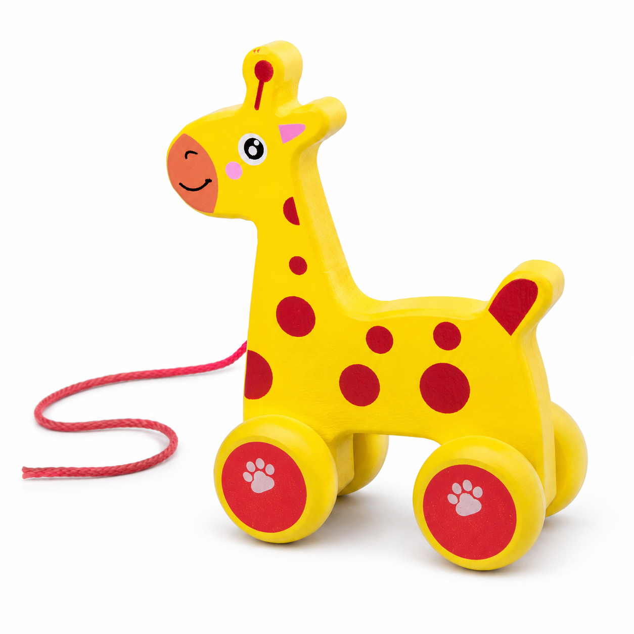 BrainyTots Wooden Giraffe Push & Pull Toy for babies 6–24 months, a Montessori pull-along toy that encourages crawling, walking, gross motor skills, hand-eye coordination, and cause-and-effect learning.